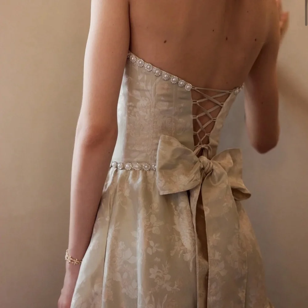 The Vivian Dress in Taupe Windsor Brocade - Picture 3 of 4
